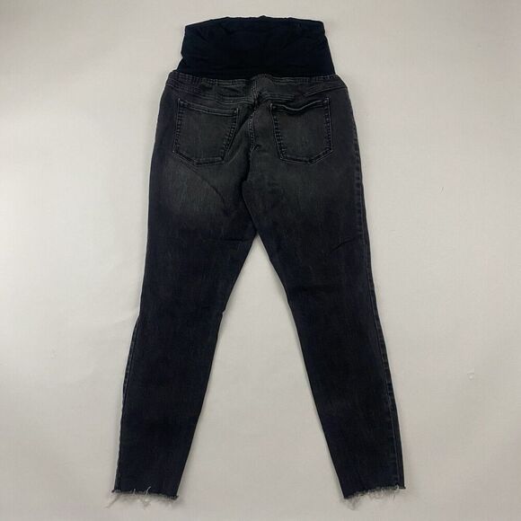 Ingrid & Isabel Maternity Distressed Gray Black Denim Pull On Skinny Jeggings 8 - Picture 8 of 9